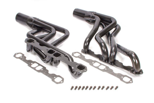 Schoenfeld 166 Headers, Street Stock, 1.75 in. Primary, 3.5 in. Collector, Steel, Black Paint, Small Block Chevy, GM A-Body / F-Body / X-Body, Pair