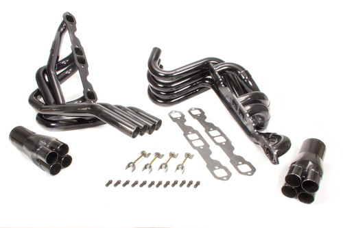 Schoenfeld 179-1 Headers, 180 Degree Crossover, 1.625 in. Primary, 3 in. Collector, Steel, Black Paint, Small Block Chevy, Kit