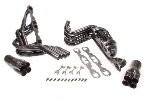 Schoenfeld 180-1 Headers, 180 Degree Crossover, 1.75 in. Primary, 3.5 in. Collector, Steel, Black Paint, Small Block Chevy, Kit