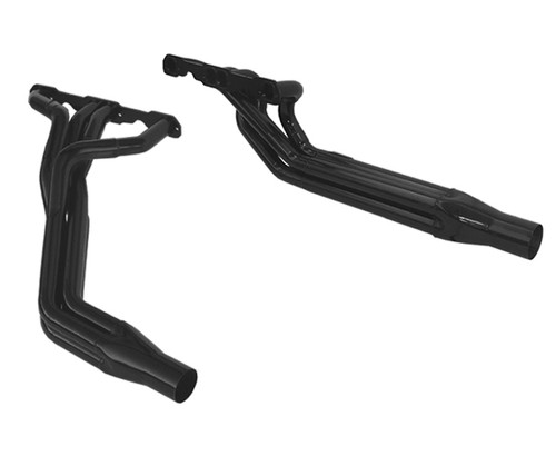 Schoenfeld 181-606LV3GCM2-3 Headers, Dirt Late Model, 1.625 to 1.75 to 1.875 in. Primary, 3 in. Collector, Steel, Black Paint, Small Block Chevy, Pair