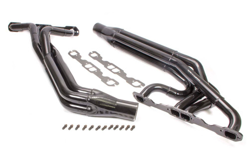 Schoenfeld 181-606LV3GCM-3 Headers, Dirt Late Model, 1.625 to 1.75 to 1.875 in. Primary, 3 in. Collector, Steel, Black Paint, Small Block Chevy, Pair