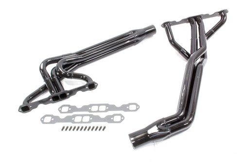 Schoenfeld 181-606LVG-3 Headers, Dirt Late Model, 1.625 to 1.75 in. Primary, 3 in. Collector, Steel, Black Paint, Small Block Chevy, Pair