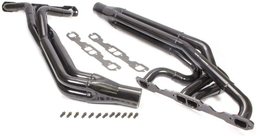 Schoenfeld 181-606LVGCM2-3 Headers, Dirt Late Model, 1.625 to 1.75 in. Primary, 3 in. Collector, Steel, Black Paint, 602 Crate, Small Block Chevy, Pair