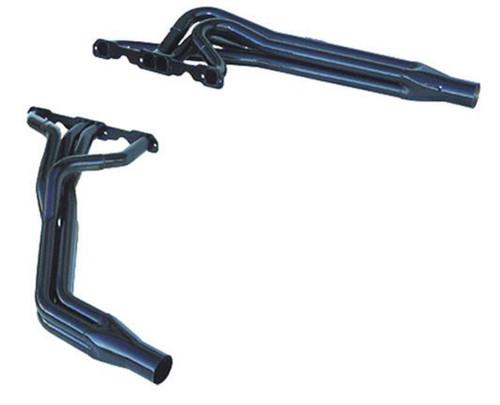 Schoenfeld 182-606LVG Headers, Dirt Late Model, 1.75 to 1.875 in. Primary, 3.5 in. Collector, Steel, Black Paint, Small Block Chevy, Pair