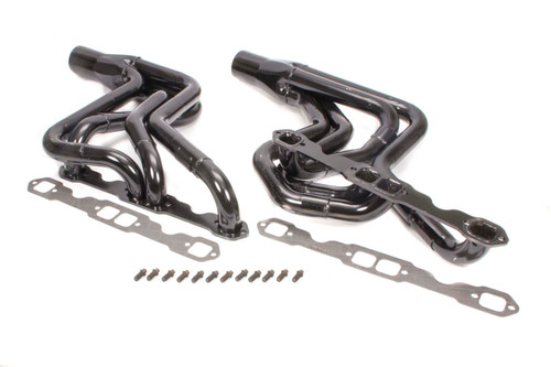 Schoenfeld 185V Headers, Street Stock, 1.625 to 1.75 in. Primary, 3 in. Collector, Steel, Black Paint, Small Block Chevy, GM A-Body / F-Body / G-Body, Pair