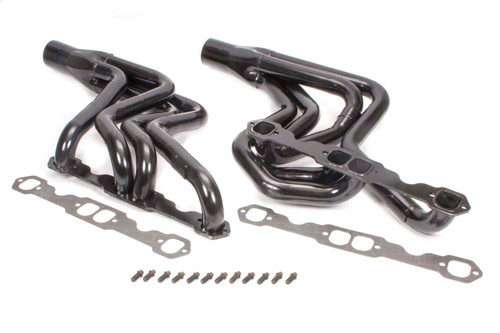 Schoenfeld 186M-3 Headers, Street Stock, 1.75 in. Primary, 3 in. Collector, Steel, Black Paint, Small Block Chevy, GM A-Body / F-Body / G-Body, Pair