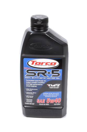 Torco A150544CE Motor Oil, SR-5 GDL, 5W40, Synthetic, 1 L Bottle, Each