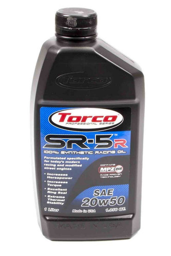 Torco TRCA152050CE Motor Oil, SR-5, 20W50, Synthetic, 1 L Bottle, Each