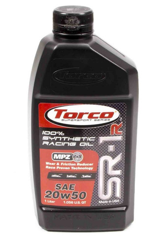 Torco A162055CE Motor Oil, SR-1, 20W50, Synthetic, 1 L Bottle, Each