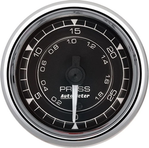 Autometer 9764 Fuel Pressure Gauge, Chrono Series, 0-30 psi, Electric, Full Sweep, 2-1/16 in. Diameter, Black Face, Each