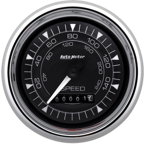 Autometer 9788 Speedometer, Chrono Series, 160 MPH, Electric, 3-3/8 in. Diameter, Programmable, Black Face, Each