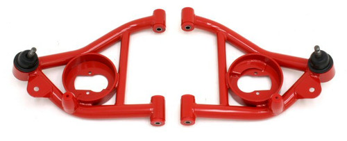 BMR Suspension AA011R Control Arm, Tubular, Lower, Polyurethane Bushings, Steel, Red Powdercoated, GM G-Body 1978-87, Pair