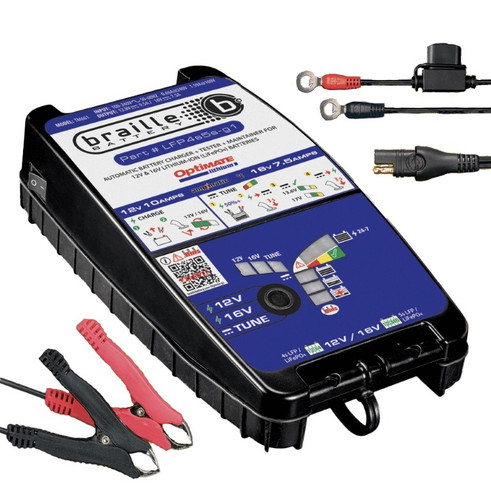 Braille Auto Battery TM661 Battery Charger, Optimate, Lithium-ion, 12.8-16V, 7.5-9.5 amps, Indicator Lights, Each