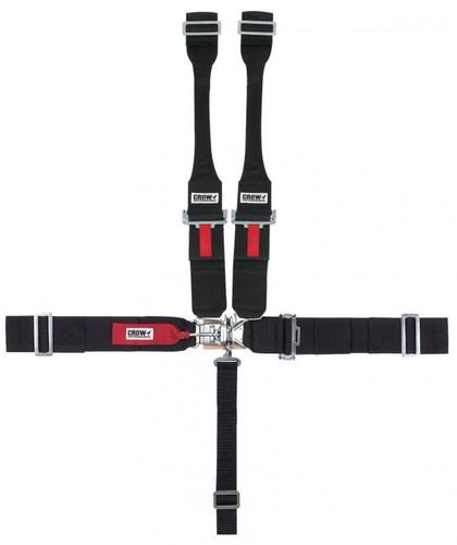 Crow Safety Gear 20054DB Harness, 5 Point, Latch and Link, SFI 16.1, Pull Down Adjust, Left Adjust Only, Wrap Around, Individual Harness, HANS Ready, Black, Kit