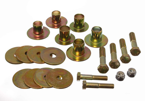 Energy Suspension 3.4143 Body Mount Bolt Kit, Bolts / Nuts / Washers / Sleeves Included, Hex Head, Steel, Cadmium, GM F-Body 1967-81, Kit