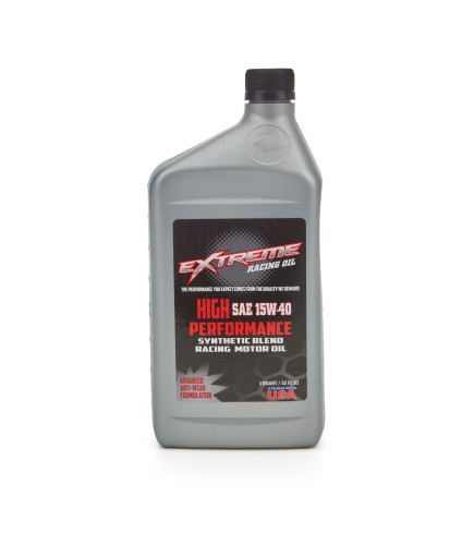 Extreme Racing Oil HP15W40Q Motor Oil, High Performance, 15W40, Semi-Synthetic, 1 qt Bottle, Each