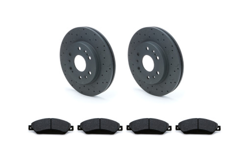 Hawk Brake HKC4403.561F Disc Brake Pad and Rotor Kit, Front, Drilled / Slotted Brake Rotors, HPS Pads, GM Fullsize SUV / Truck 2005-16, Kit