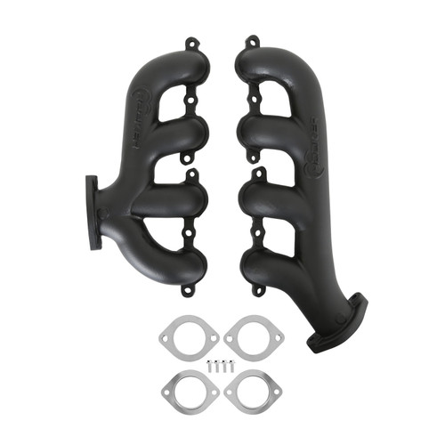 Hooker 8506-3HKR Exhaust Manifold, BlackHeart, 2-1/2 in. Outlet, Cast Iron, Black Ceramic Coated, Small Block Chevy Exit, GM LS-Series, Pair