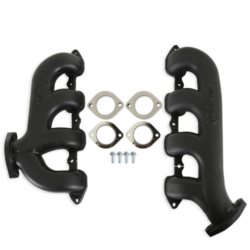 Hooker BHS5198 Exhaust Manifold, BlackHeart, 2-1/2 in. Outlet, Cast Iron, Black Ceramic Coated, Small Block Chevy Exit, GM LT-Series, Pair