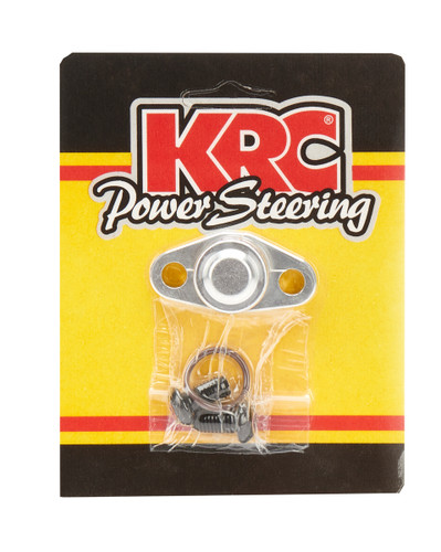 KRC Power Steering KRC 21200000 Power Steering Pump Inlet Fitting, 10 AN Male O-Ring to 2-Bolt Flange, Aluminum, Silver Anodized, KRC 1st Design Cast Iron Pump, Each