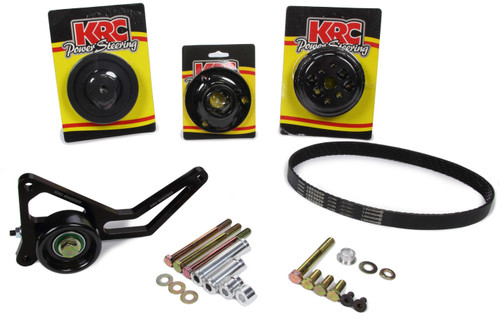 KRC Power Steering KRC 37451000 Pulley Kit, Pro Series, 6-Rib Serpentine, 1 to 1, Billet Aluminum, Black Anodized, Small Block Chevy, Kit