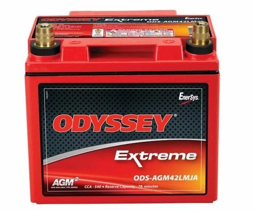 Odyssey Battery ODS-AGM42LMJA Battery, Extreme Series, AGM, 12V, 540 Cold Cranking Amps, Top Post Terminals, 7.9 in. L x 7.6 in. H x 6.7 in. W, Each