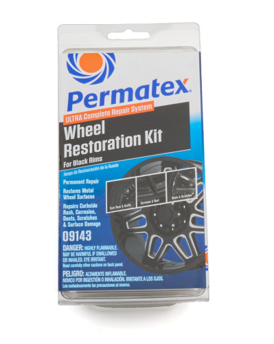Permatex 9143 Gloss Black Wheel Restoration Kit, Metal Prep/Paint/Filler, Kit