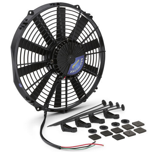 Proform 67034 Electric Cooling Fan, Ultra Performance, 12 in. Fan, 2100 CFM, 12V, Straight Blade, 13-1/2 x 12-1/2 x 3 in. Thick, Plastic, Each