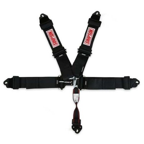 Simpson Safety 13LD5WC Harness, 5 Point, Latch and Link, SFI 16.1, Pull Down Adjust, Clip In, Black, Kit