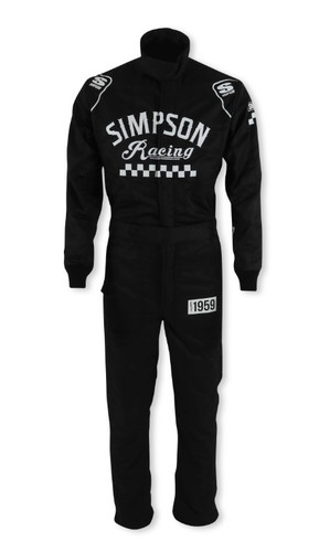 Simpson Safety CK02121 Checkers Classic Driving Suit, 1-Piece, SFI 3.2A/5, Double Layer, Nomex, Black, Small, Each