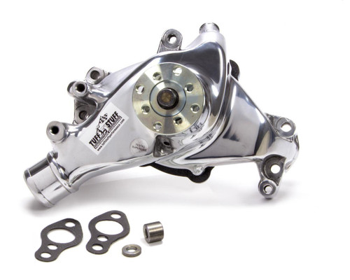 Tuff-Stuff 1448NB Water Pump, Mechanical, Supercool, High Volume, Smoothie, Long Design, Aluminum, Polished, Small Block Chevy, Each