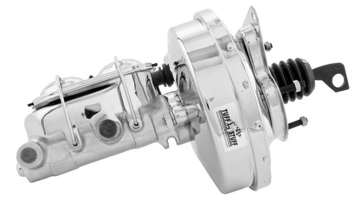 Tuff-Stuff 2125NA Master Cylinder and Booster, 1.125 in. Bore, Dual Integral Reservoir, 9 in. OD, Single Diaphragm, Steel, Chrome, Ford Mustang 1967-70, Kit