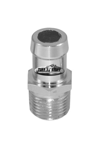 Tuff-Stuff 4450C Fitting, Adapter, Straight, 1/2 in. NPT Male to 5/8 in. Hose Barb, Steel, Chrome, Each