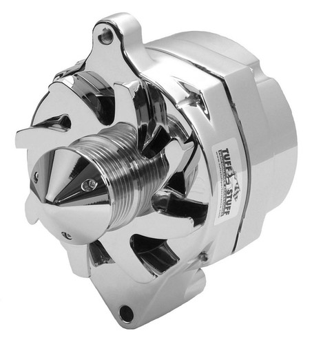Tuff-Stuff 7068BBULL6G Alternator, Silver Bullet, 100 amps, 12V, 1-Wire, 6-Rib Serpentine Bullet Nose Pulley, Aluminum Case, Polished, Ford, Each