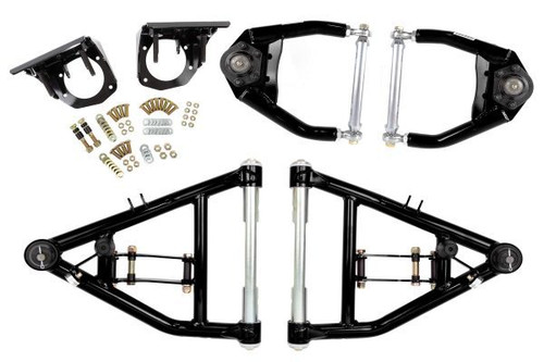 UMI Performance 643546-1-B Lowering Kit, CornerMax, 0-2 in. Front, Upper / Lower Control Arms / Brackets / Hardware, Steel, Black Powdercoated, GM Fullsize Truck 1963-70, Kit