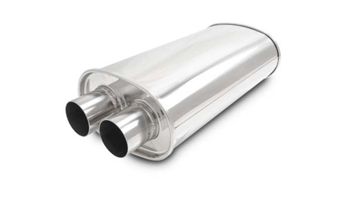 Vibrant Performance 10534 Muffler, Streetpower, 2-1/4 in. Dual Inlet, 2-1/4 in. Dual Outlet, 8.5 in. x 5.25 in. Oval Body, 19 in. Long, Stainless, Polished, Universal, Each