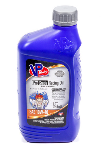 VP Racing 2745 Motor Oil, Pro Grade Racing, High Zinc, 10W40, Synthetic, 1 qt Bottle, Each