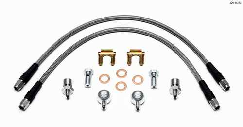 Wilwood 220-11373 Brake Hose Kit, Flexline, DOT Approved, 18 in. Long, 33 AN Hose, 3 AN Straight Inlet, 3 AN Straight Outlet, Fittings Included, Braided Stainless, D52 Caliper, Various Applications, Kit