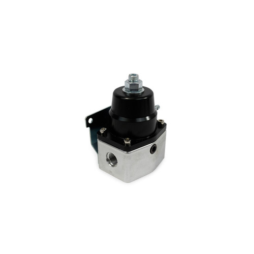 TSP JM1059BK Fuel Pressure Regulator, 40-75 psi, In-Line, -6 AN Inlet/Outlet, Aluminum, Black/Clear, Each