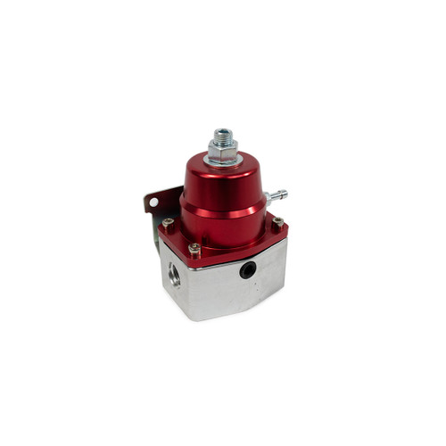 TSP JM1059R Fuel Pressure Regulator, 40-75 psi, In-Line, -6 AN Inlet/Outlet, Aluminum, Red/Clear, Each