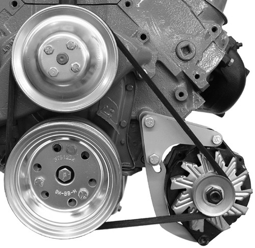 Alan Grove Components 208L Alternator Bracket, Driver Side, Low Mount, Block Mount, Steel, Natural, Short Water Pump, GM Alternator, Big Block Chevy, Kit