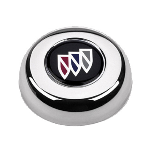 Grant 5631 Horn Button, Buick Tri-Shield Logo, Steel, Chrome, Grant Classic / Challenger Series Wheels, Each