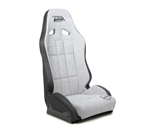 NRG Innovation DF-100SL-S Seat, Defender, Side Bolsters, Harness Openings, Vinyl, Silver / Black, Each