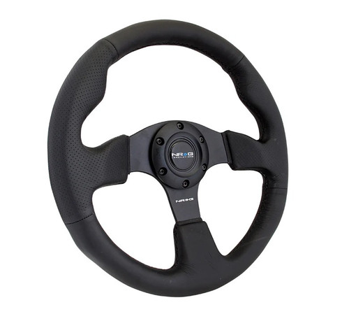 NRG Innovation RST-012R Steering Wheel 320mm Flt Bottom Black Leather