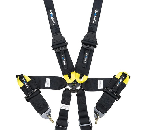 NRG Innovation SBH-HRS6PCBK Harness, 5 point, Camlock, FIA Approved, Clip-In, 3 in. Straps, Pull Down Adjust, Individual Harness, Black, Kit