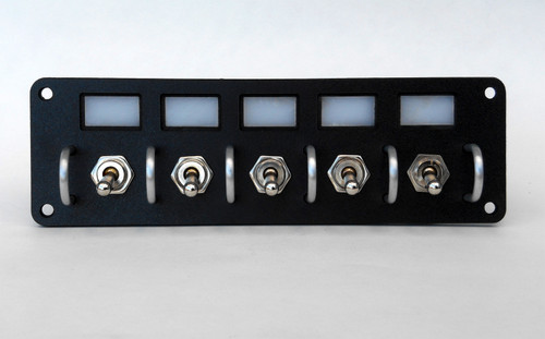 New Vintage USA 21101-01 Switch Panel, Dash Mount, 7 x 2 in, 5 Toggles, LED Lighted, Label Sheet Included, Black, Kit