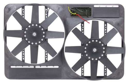 Flex-A-Lite 116524 Electric Cooling Fan, Universal Fit, Dual 13-1/2 in. Fan, Puller, 4600 CFM, 12V, Straight Blade, 27-1/2 x 17-1/2, 4 in. Thick, Controller, Plastic, Kit