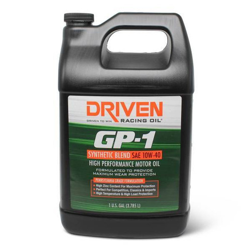 Driven Racing Oil 19408 Motor Oil, GP-1, 10W40, Semi-Synthetic, 1 gal Jug, Each