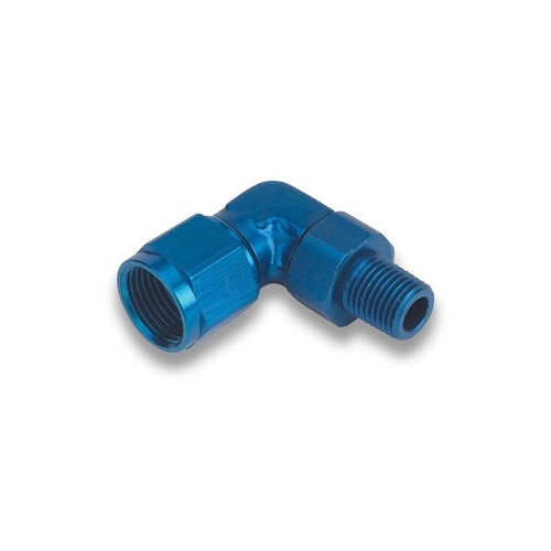 Earls 923103ERL Fitting -03 AN to 1/8 in. NPT, 90 Degree, Aluminum, Blue, Each