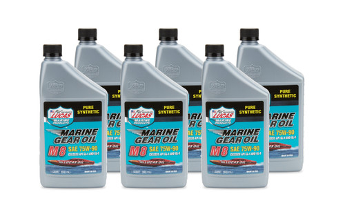 Lucas Oil 10652 Gear Oil, M8 Marine, 75W90, Limited Slip Additive, Synthetic, 1 qt Bottle, Set of 6